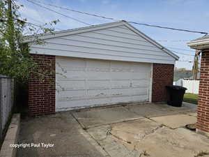 View of detached garage