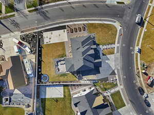 Aerial perspective of suburban area