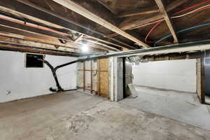View of unfinished basement