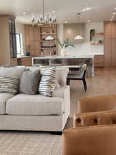 Living room with recessed lighting