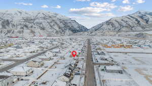 View of mountain background with nearby suburban area