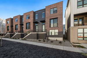 Contemporary house with brick siding