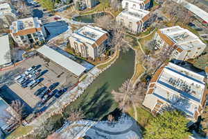 Drone / aerial view of a large body of water