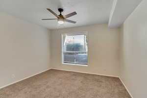 Bedroom with baseboards and ceiling fan