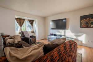 Living room with light wood-style floors