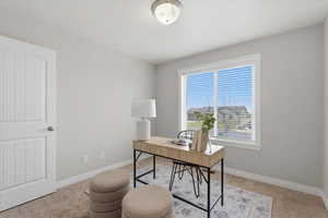 Office area with light carpet