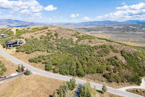 Drone / aerial view of a mountain backdrop