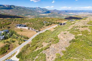 Aerial view of a mountain backdrop