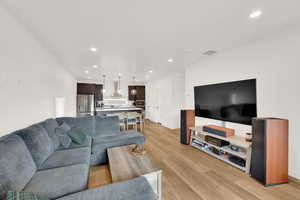 Living area with recessed lighting