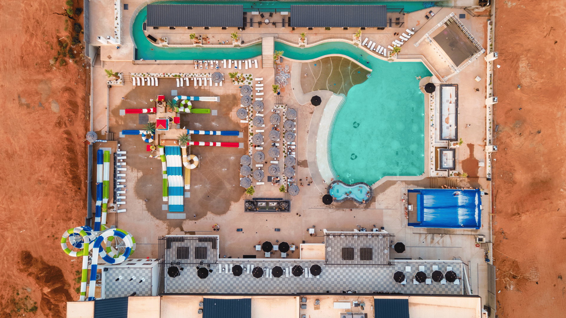 Drone / aerial view of a pool