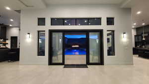 Sliders from entry into the pool area