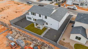 Aerial perspective of suburban area