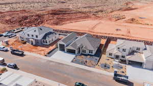 Aerial view of sparsely populated area featuring a desert landscape