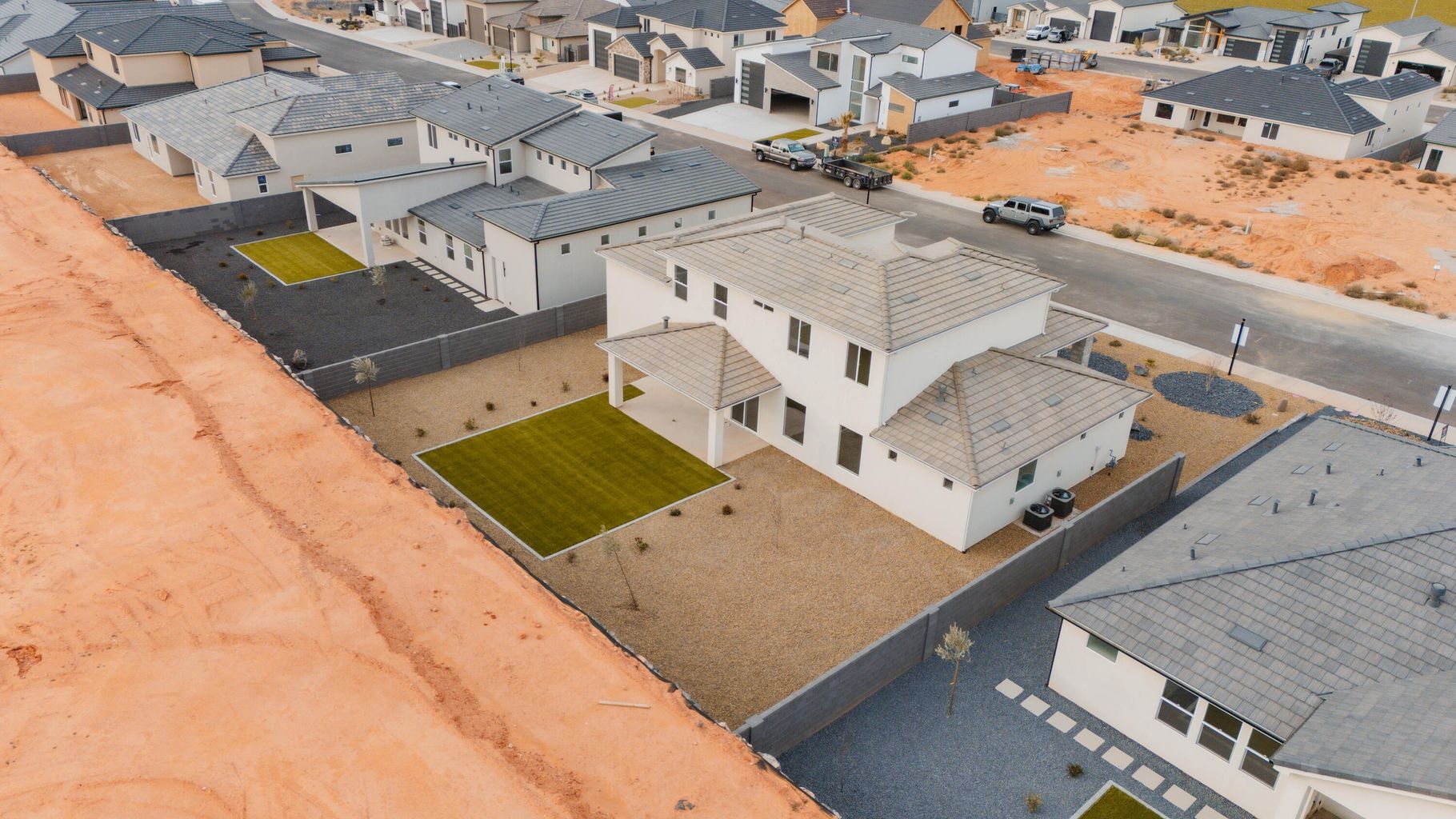 Aerial view of residential area