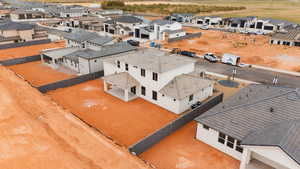 Aerial perspective of suburban area