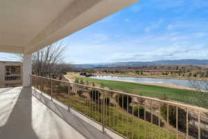 Balcony with a water view