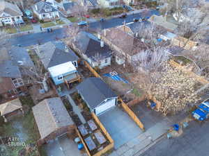 Aerial perspective of suburban area