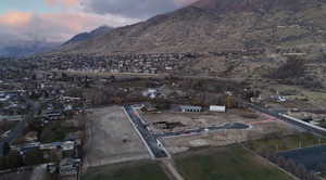 Aerial view at dusk of a mountain view