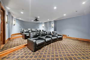 Home theater featuring recessed lighting