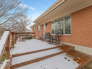 View of snow covered deck