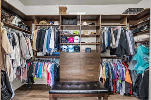 Spacious closet with wood finished floors