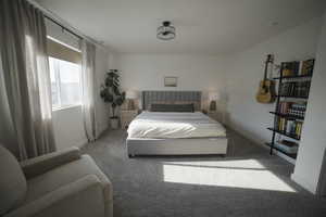 Primary bedroom with carpet and  baseboards