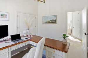 Home office with built in desk