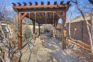 View of patio featuring a pergola