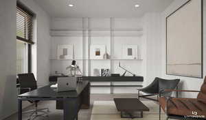 Office space featuring recessed lighting