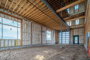 Garage featuring a mountain view