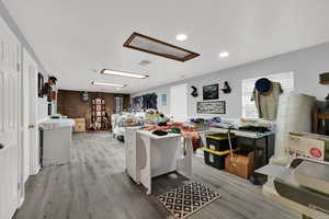 Rec room/ family room in basement currently being used as a craft room