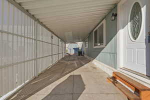 View of patio featuring entry steps