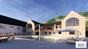 Swimming pool featuring a balcony and a patio