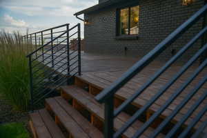 Deck featuring stairs