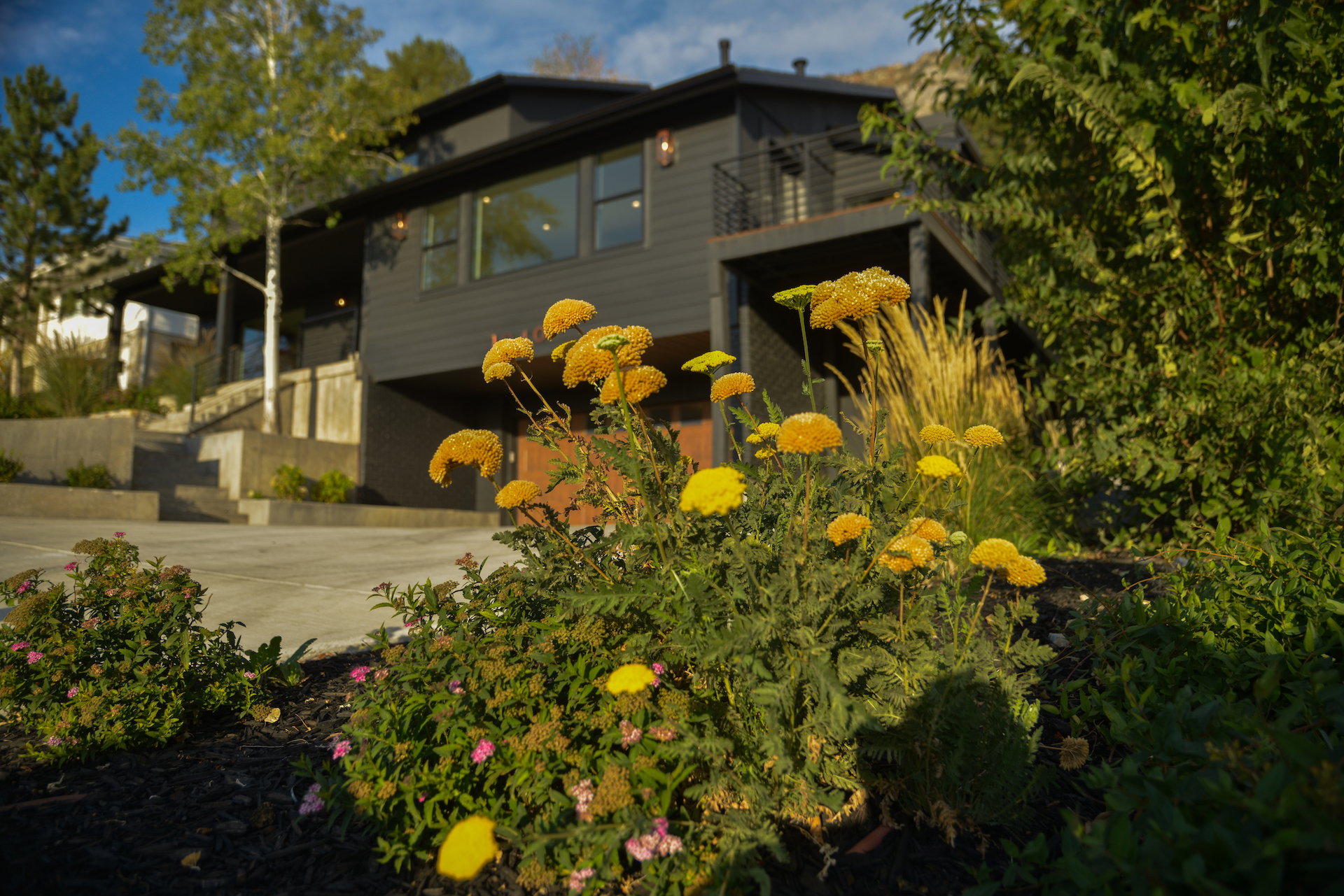 View of home's exterior featuring a balcony