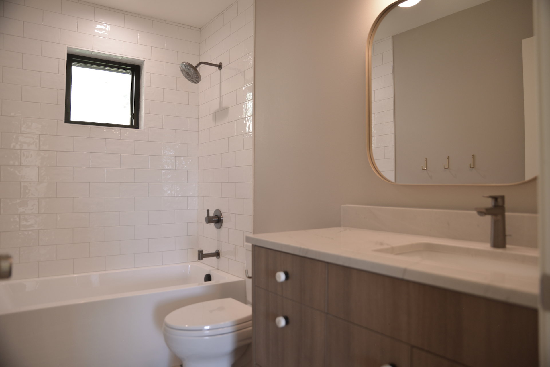 Full bathroom with vanity and tub / shower combination