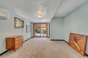 Spare room with carpet flooring and a wall mounted AC