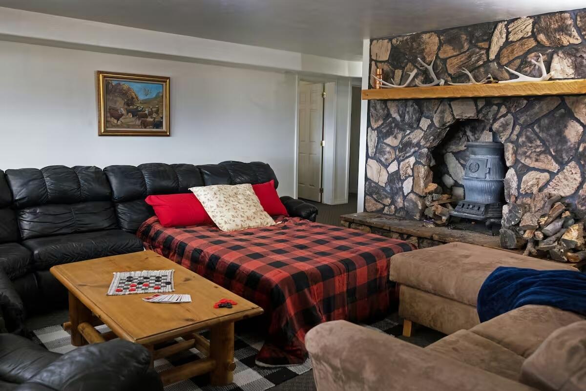 Living area with a wood stove