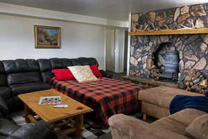 Living area with a wood stove