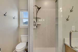 Primary Bathroom shower and toilet