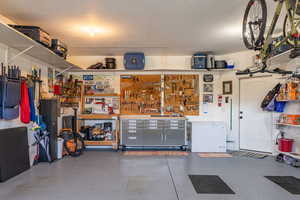Garage with a workshop area