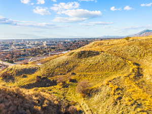 Aerial view of a mountainous background
