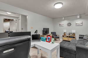 Basement living room with LVP flooring