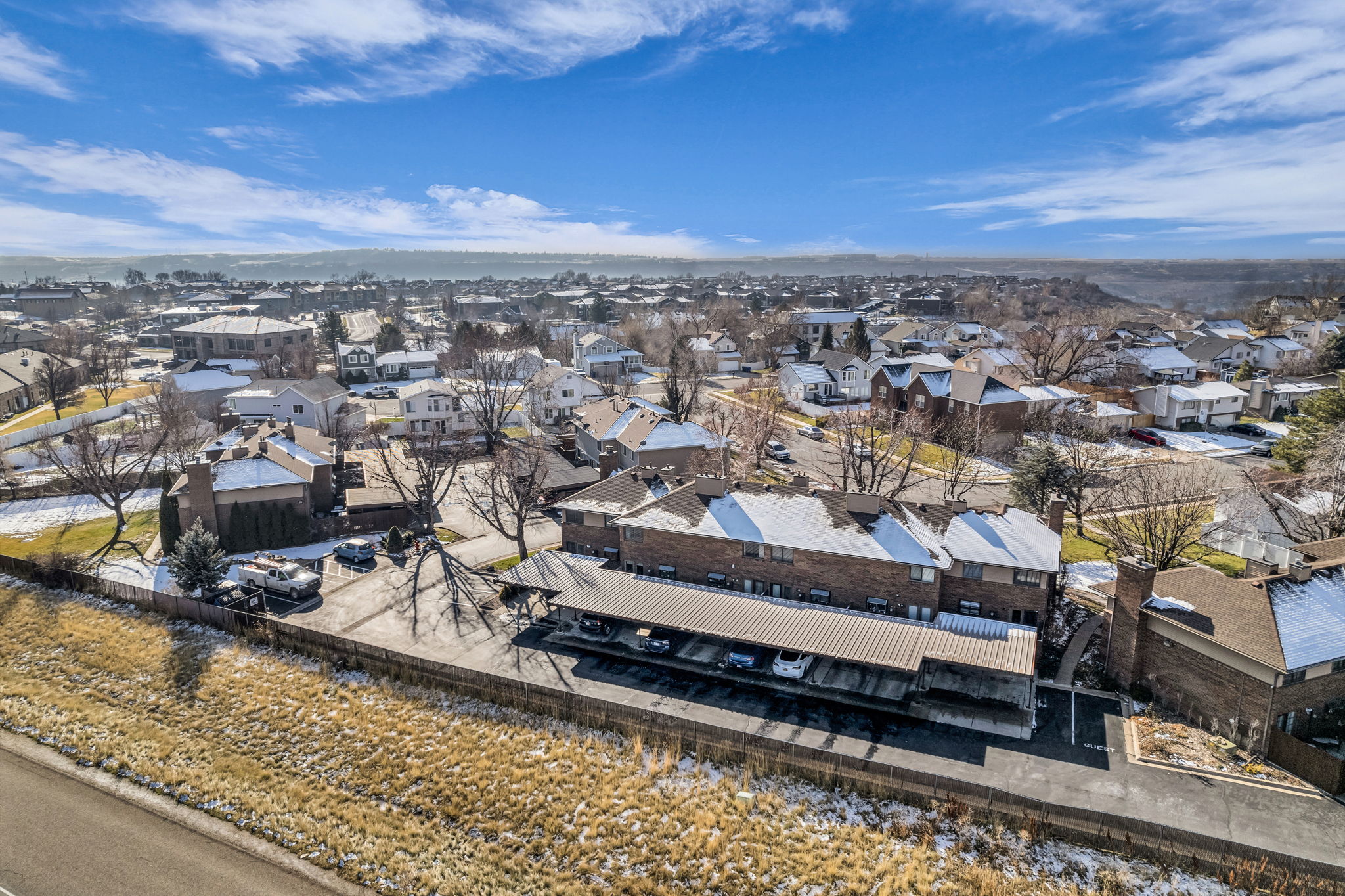 Aerial perspective of back of home