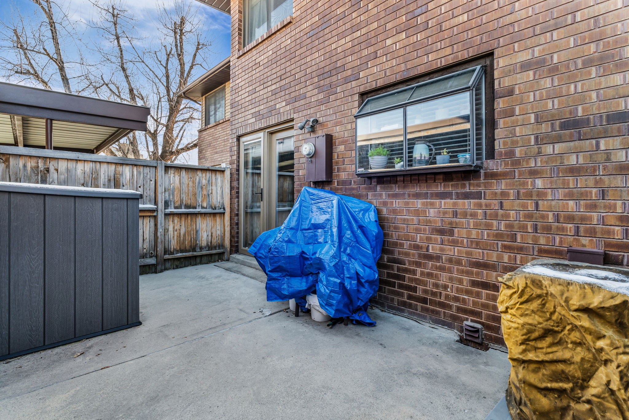 Fenced off patio area