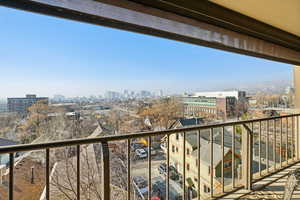 Balcony with a skyline view