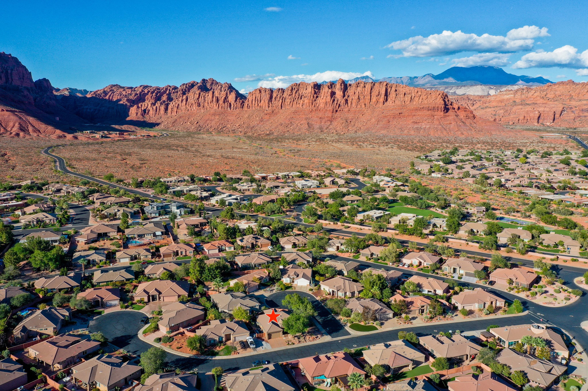 Mountain view with nearby suburban area