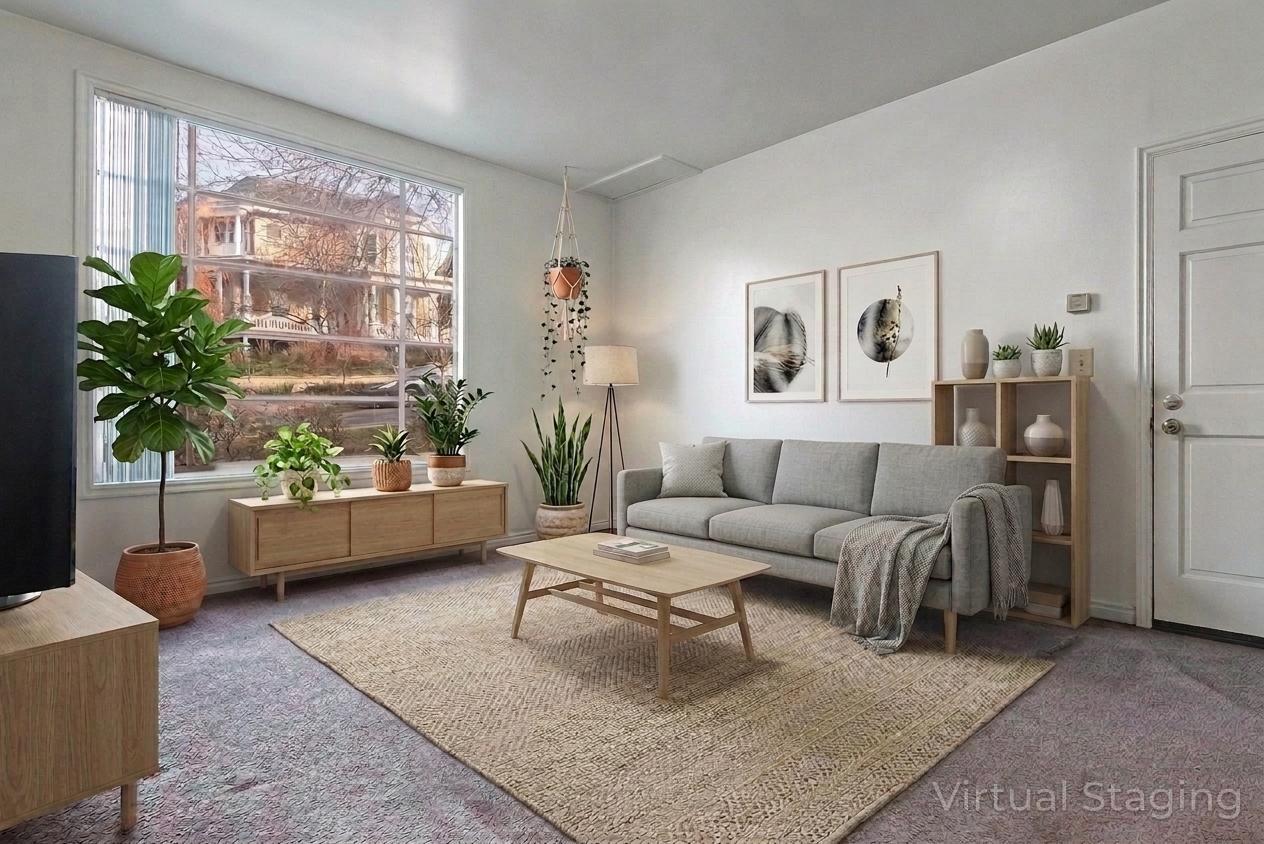 View of carpeted living area