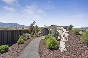 View of yard with a mountain view