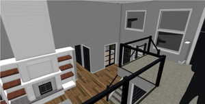 Staircase with wood finished floors